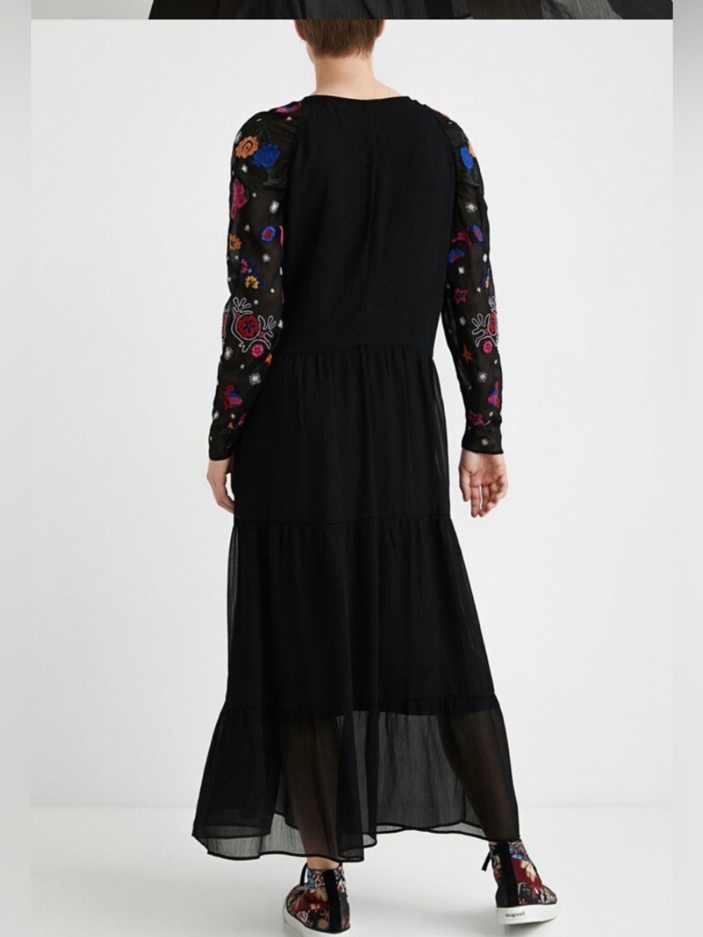 DESIGUAL Tulle Midi  Dress with colorful embroidery size extra small - Picture 9 of 16